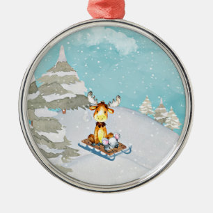 Winter Woodland Friends - Animal Illustration Metal Ornament