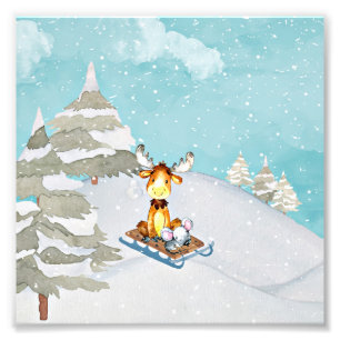 Winter Woodland Friends - Animal Illustration Photo Print