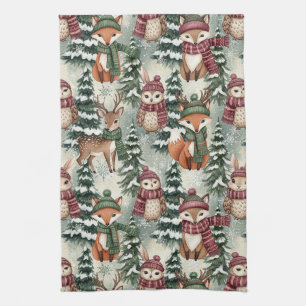 Winter Woodland Friends – Cute Animals (1) Tea Towel