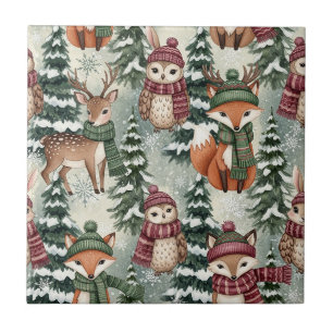 Winter Woodland Friends – Cute Animals Ceramic Tile