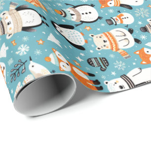 Winter Woodland Friends in Cozy Knits Wrapping Paper