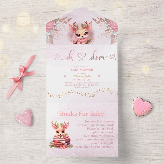 Winter Woodland Girl Baby Shower All In One Invitation (Creator Uploaded)