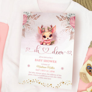 Winter Woodland Girl Baby Shower Invitation