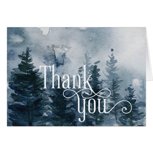 Winter Woodland Holiday Wedding Thank You Card (Front Horizontal)