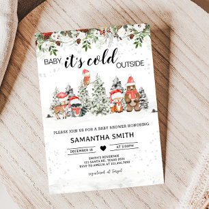 Winter Woodland Its Cold Outside Baby Shower Invitation