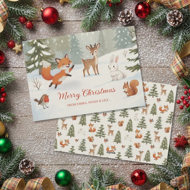 Winter Woodland Merry Christmas Forest Animals Holiday Card (Creator Uploaded)
