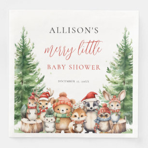 Winter Woodland Merry Little Christmas Baby Shower Napkin