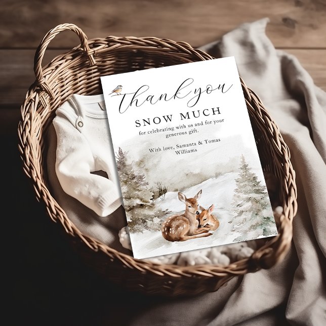 Winter Woodland Oh Deer Theme Baby Boy Shower Thank You Card (Creator Uploaded)