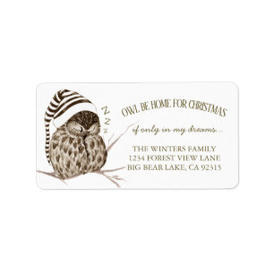 Winter Woodland Owl Christmas Return Address Label