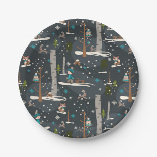 Winter Woodland Paper Plate