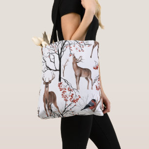 Winter Woodland Pattern - Christmas Snow Forest Tote Bag