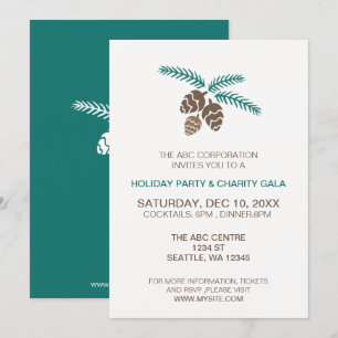 winter woodland pine cones Holiday party Invitation