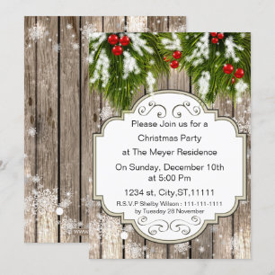 winter woodland pine Holiday party Invitation