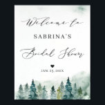 Winter Woodland Pine Trees Bridal Shower Sign<br><div class="desc">Winter Woodland Pine Trees Bridal Shower Welcome Sign. (1) The default size is 10 x 8 inches, you can change it to a larger size. (2) You are able to change the word "Bridal" to "Baby" by clicking the "customize further" link and use our design tool to modify this template....</div>