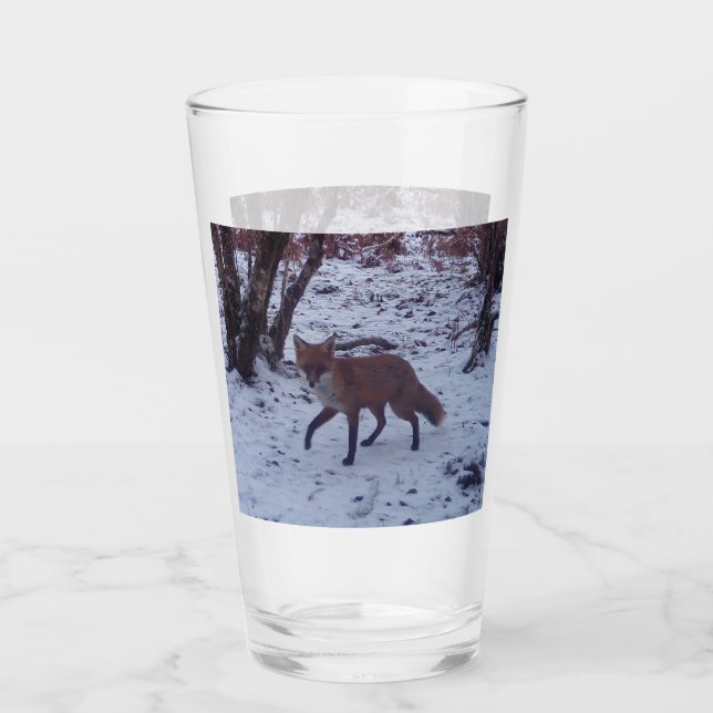 Winter Woodland Red Fox In Snow Peaceful Scene Glass (Front)