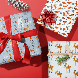 Winter Woodland Rustic Christmas Animal Wrapping Paper Sheet