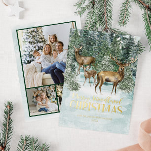 Winter Woodland Rustic Christmas Photo Gold Foil Holiday Card