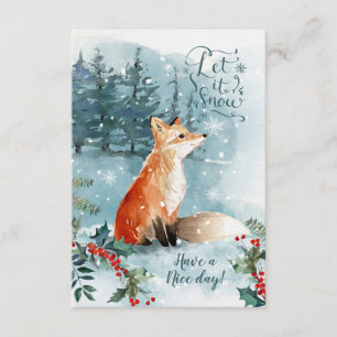 Winter woodland scene, fox Christmas Enclosure Card
