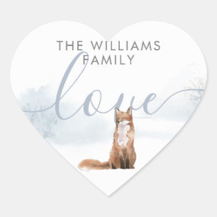 Winter Woodland Scene Fox Heart Sticker