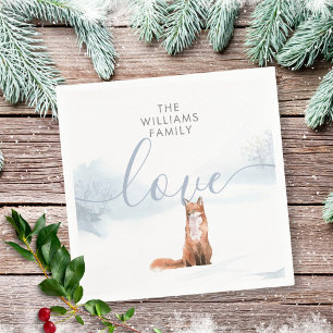Winter Woodland Scene Fox Napkin