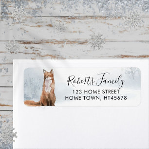 Winter Woodland Scene Fox Return Address Label