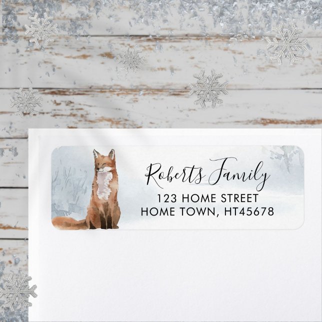 Winter Woodland Scene Fox Return Address Return Address Label (Winter Woodland Scene Fox Return Address Label)