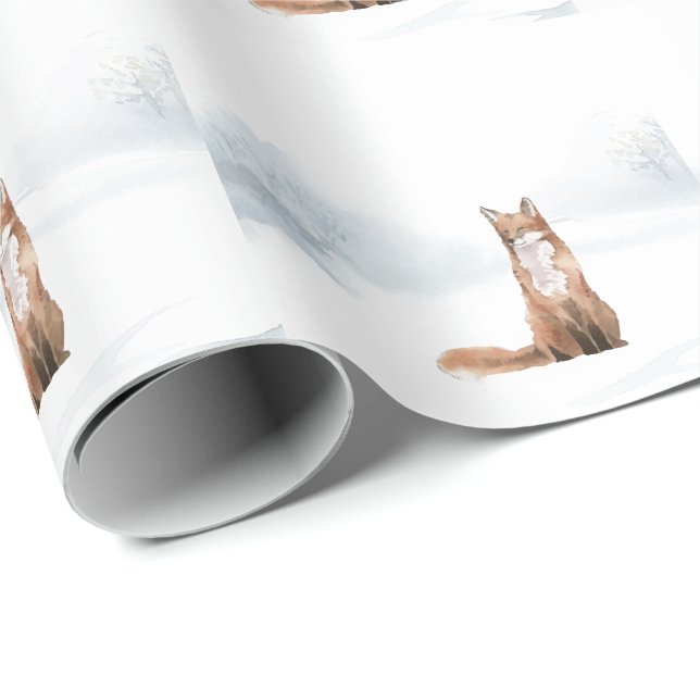 Winter Woodland Scene Fox Wrapping Paper (Roll Corner)