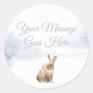 Winter Woodland Scene Hare Classic Round Sticker