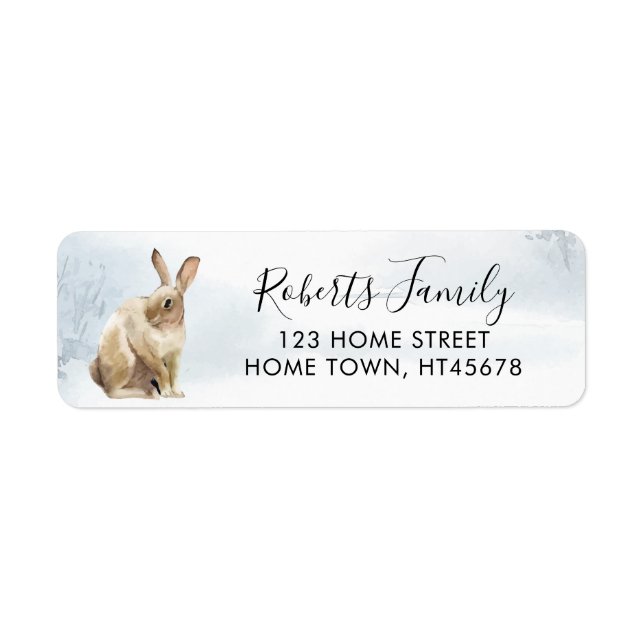 Winter Woodland Scene Hare Return Address Label (Front)