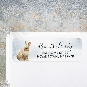 Winter Woodland Scene Hare Return Address Label