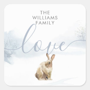 Winter Woodland Scene Hare Square Sticker