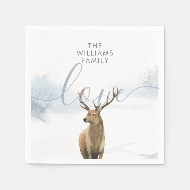 Winter Woodland Scene Stag Napkin (Front)