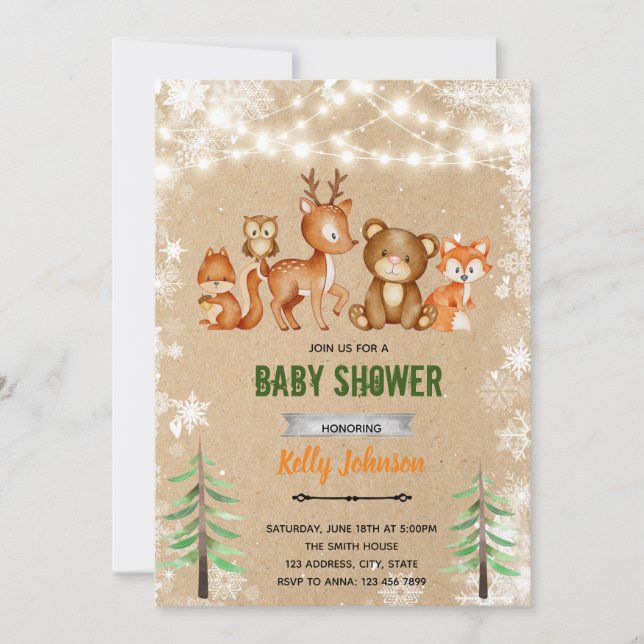 Winter woodland shower invitation (Front)