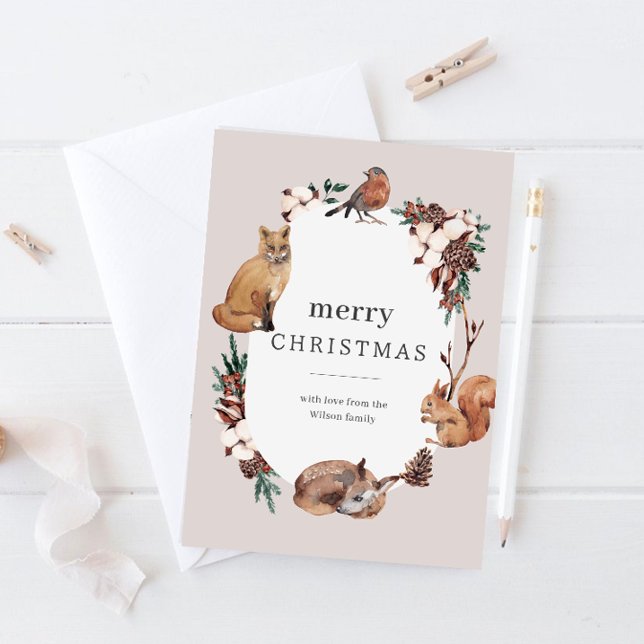 Winter Woodland Simple Non-photo Christmas Holiday Card (Creator Uploaded)