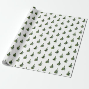 Winter Woodland Small Fir Tree Forest Wrapping Paper
