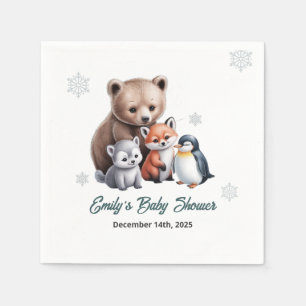 Winter Woodland Snowflake Baby Shower Napkin