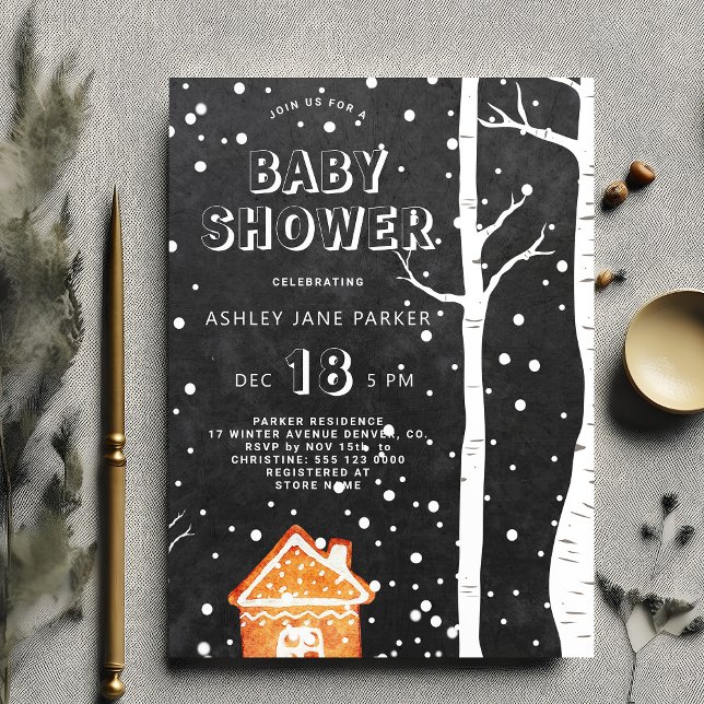 Winter woodland snowflakes baby shower invitation (Creator Uploaded)