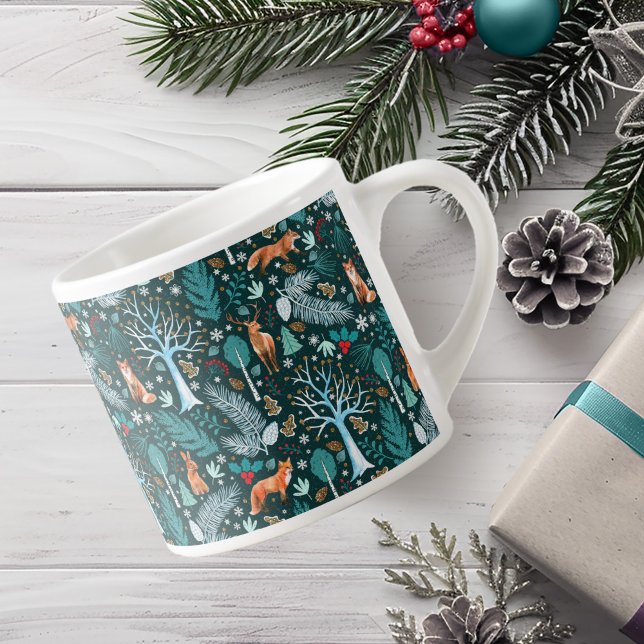 Winter Woodland Teal/Gold ID785 Espresso Cup (Creator Uploaded)