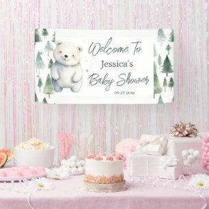 Winter Woodland Teddy Bear Baby Shower  Banner