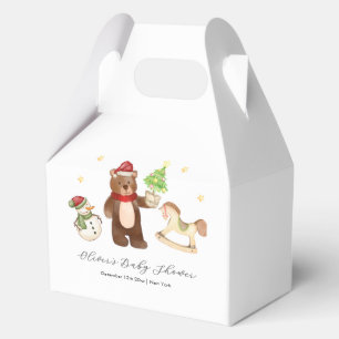 Winter Woodland Teddy Bear Snowman Baby Shower Favour Box