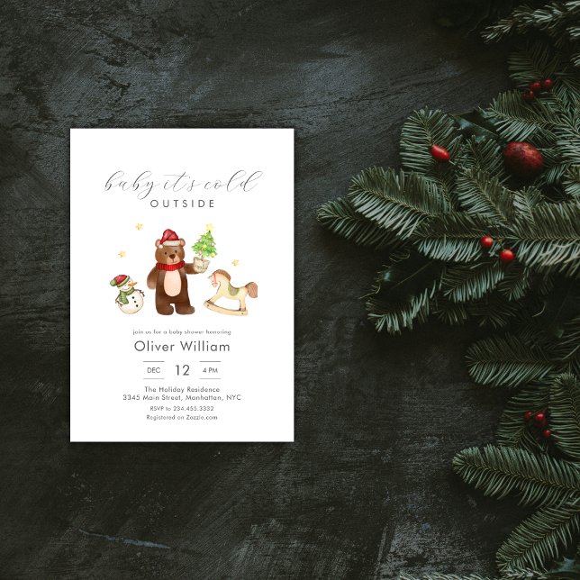 Winter Woodland Teddy Bear Snowman Baby Shower Invitation (Winter Woodland Teddy Bear Snowman Baby Shower Invitation)