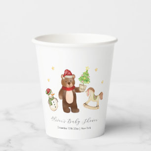 Winter Woodland Teddy Bear Snowman Baby Shower Paper Cups