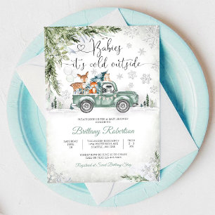 Winter Woodland Truck Baby Shower Invitation