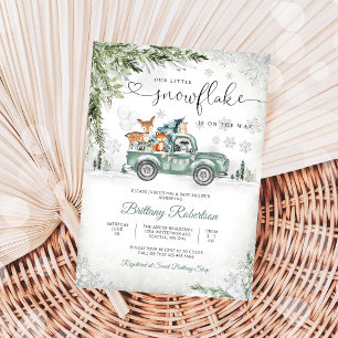 Winter Woodland Truck Baby Shower Invitation