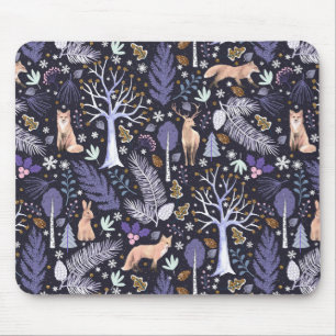 Winter Woodland Violet/Gold ID785 Mouse Pad