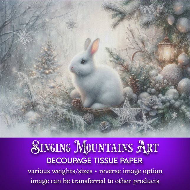 Winter Woodland White Rabbit Decoupage Tissue Paper (Creator Uploaded)
