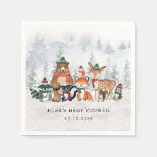 Winter Woodland Wonderland Forest Baby Animals Napkin