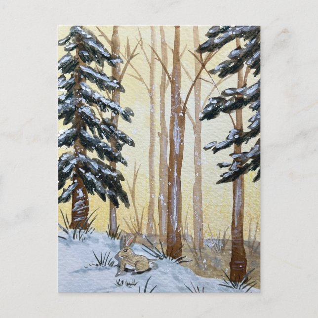 Winter Woodland Wonderland Holiday Postcard (Front)