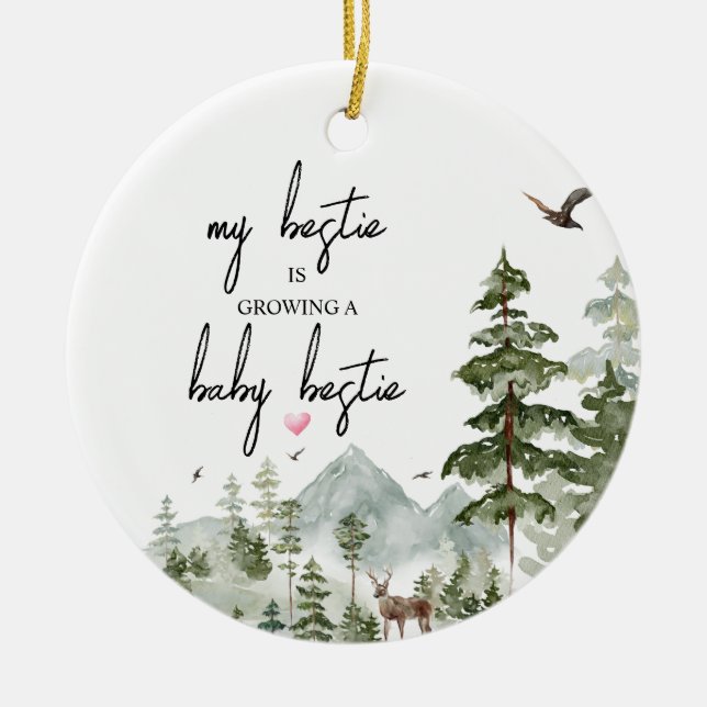Winter Woodlands Pregnancy Gift For Best Friend Ceramic Ornament (Front)