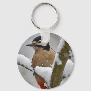 Winter Woodpecker Keyring